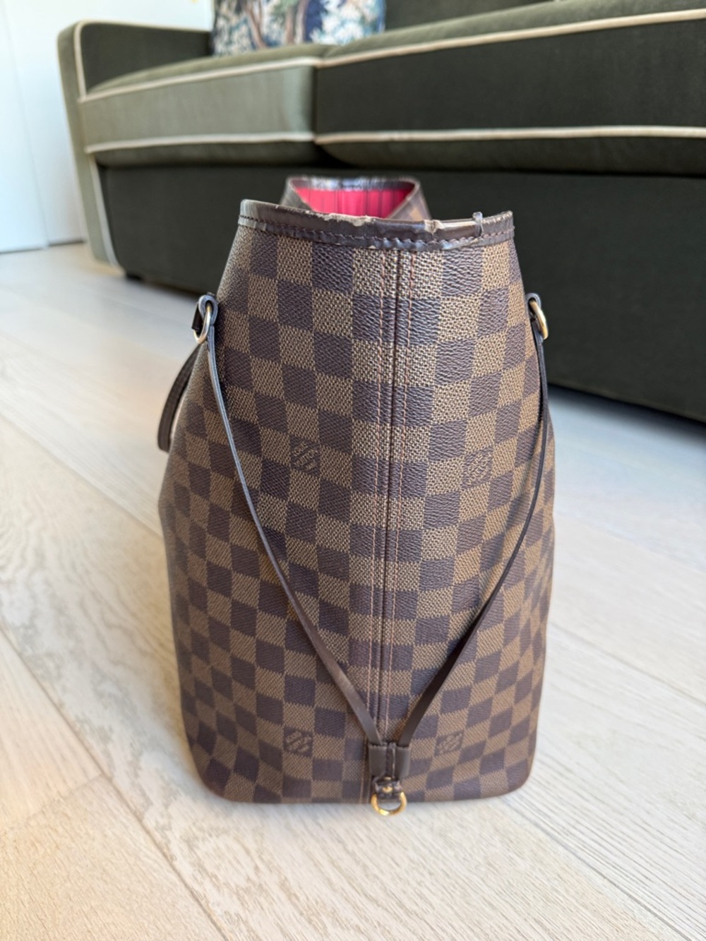 Louis Vuitton Neverfull GM Tote Damier Ebene Canvas Preowned Authentic Bag Purse - Picture 4 of 17